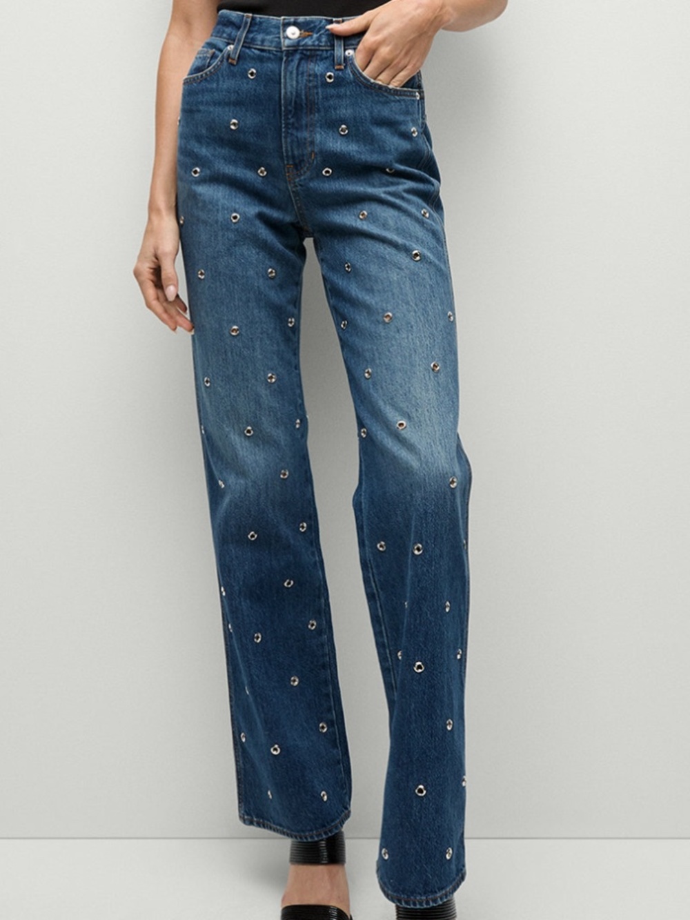 Veronica Beard DYLAN Straight Leg Grommet Bandit Jeans Jean With Tags - Size 23